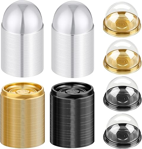 200 cajas de mini cupcakes, recipientes de plástico transparente para magdalenas, queso, pastelería, con tapas de cúpula para bodas, fiestas de