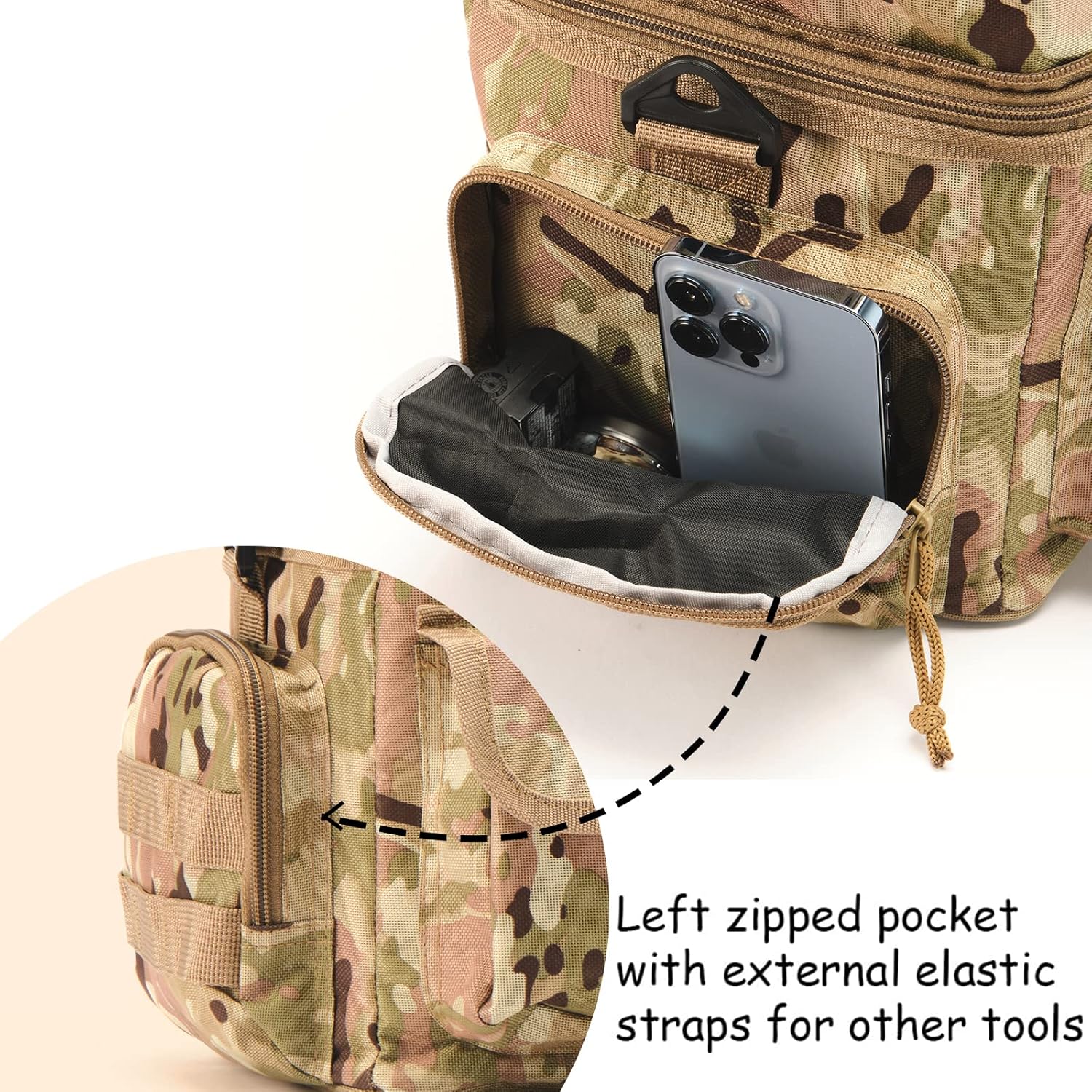Tactical Lunch Bag for Men Expandable Double Deck Insulated Lunch Box Leakproof Large Capacity Thermal Cooler Bag with MOLLE Water Bottle Pouch for Adults for Work Picnic Camping（Camouflage） - Image 4