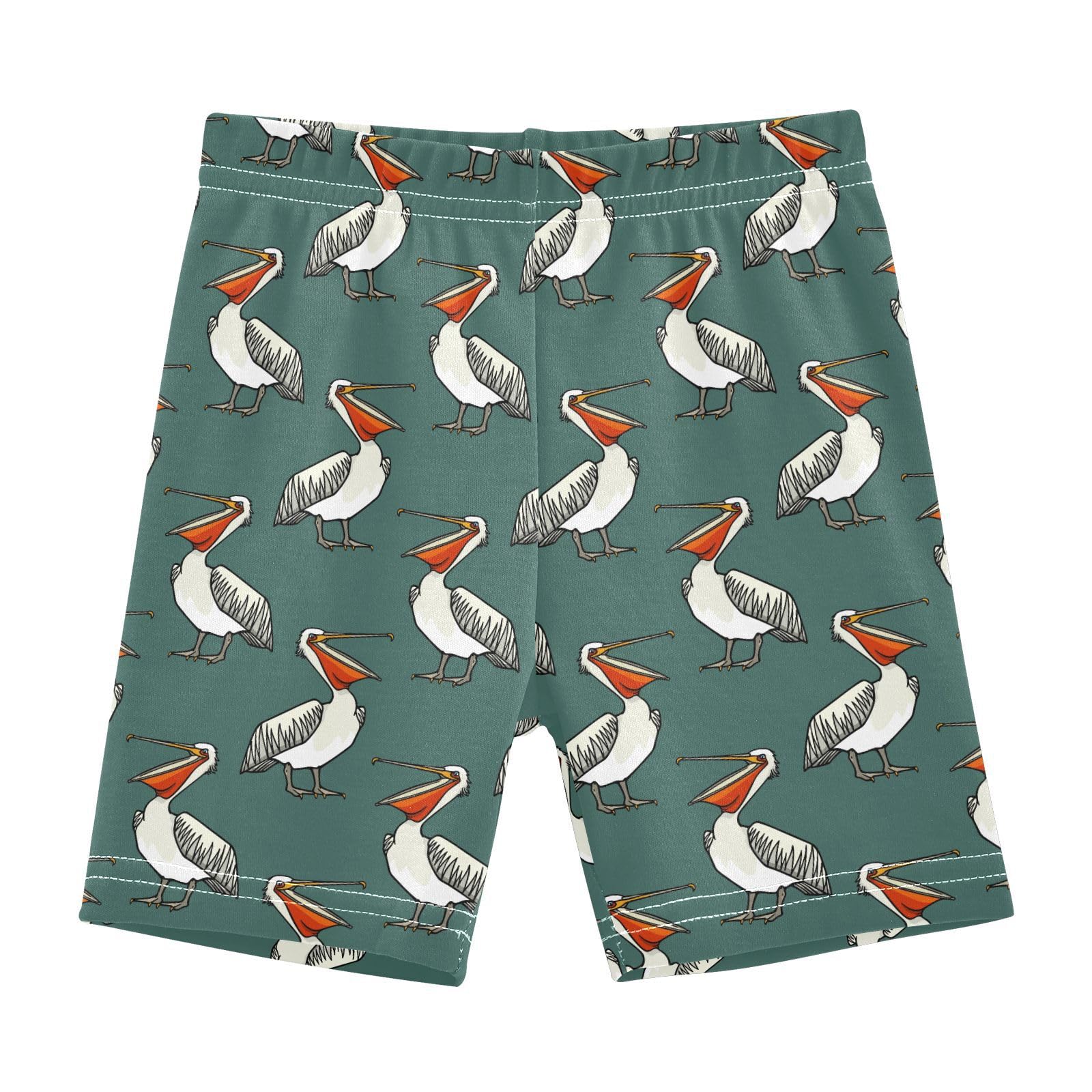 JHKKU Girls Funny Pelican Shorts Cotton Cartwheel Bike Kids Biker Under Dress Dance Short Girl Clothes 8Y