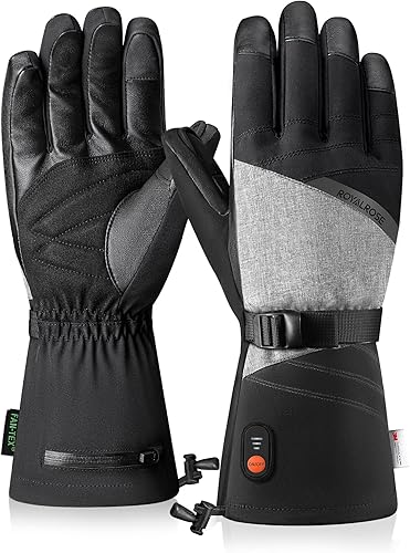 Heated Gloves for Men Women 74V 3000mAh Battery Rechargeable Heated Ski Gloves Touchscreen Waterproof Electric Heated Work Gloves for Winter Outdoor