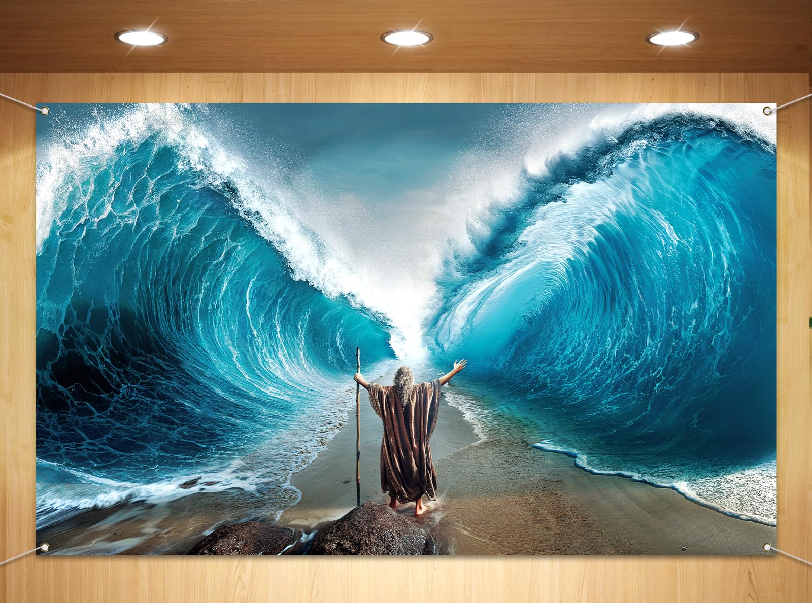 Sunwer Passover Photo Booth Backdrop Moses Parting The Red Sea Pesach Jewish Holiday Party Decor Indoor Outdoor Wall Hanging Background Decoration