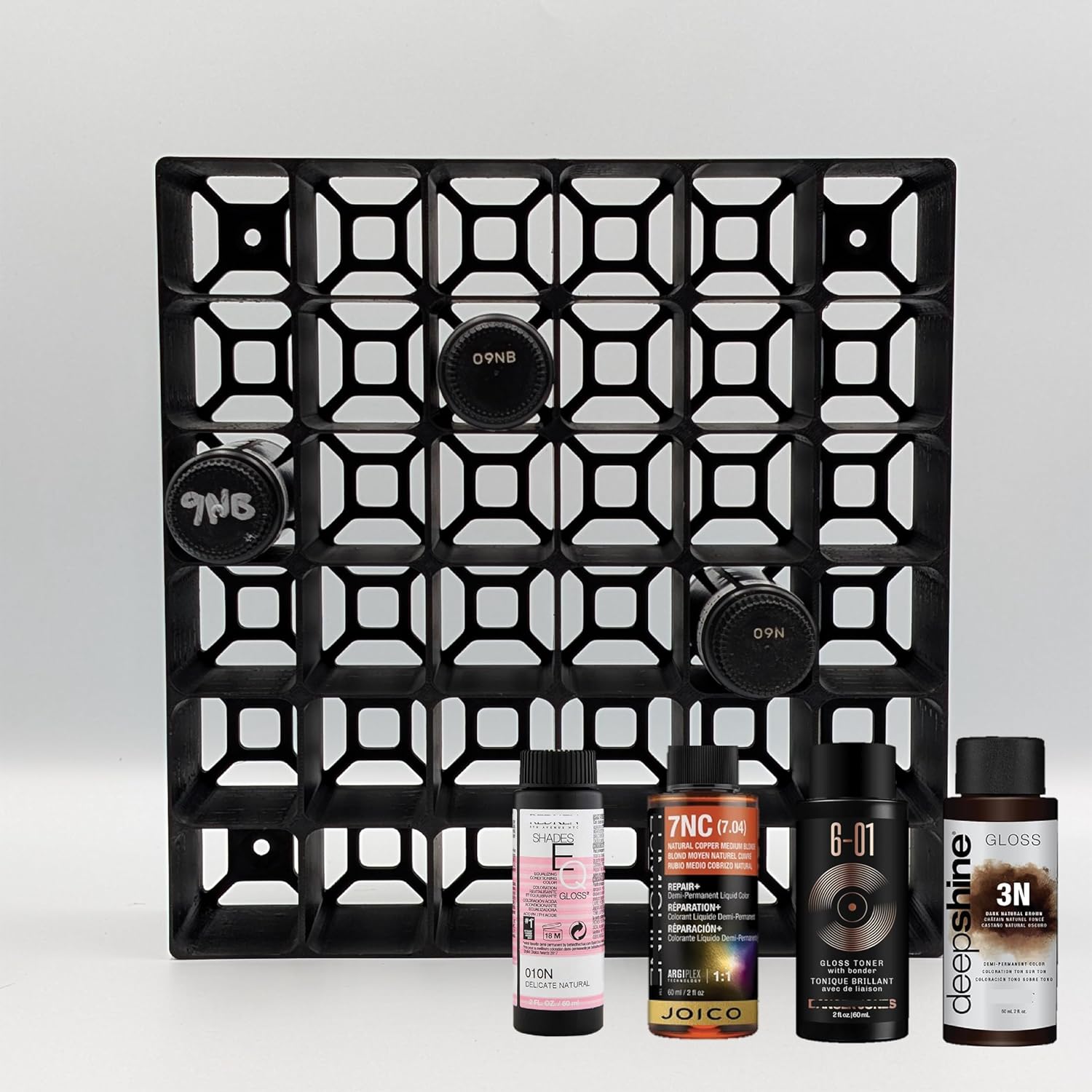 Markvicka Designs Medium Bottle Wall Mount Organizer for Shades EQ Storage | Square Style Organizer | Stackable & Wall-Mount Salon Decor for Hair Dye Bottles (Medium Bottles)