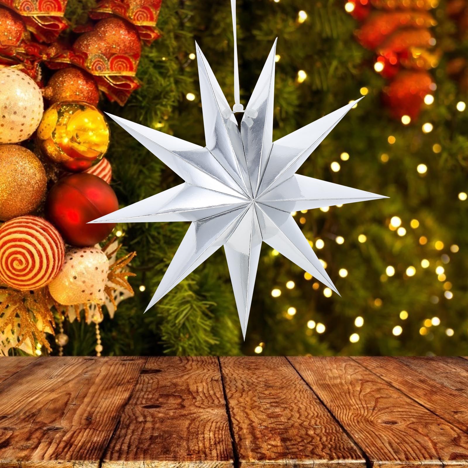 Paper Star Lights 2pcs Lampshade Star Decor 9 Pointed s Origami Lamp Covers Silver Wedding Paper 3d Paper Star Lantern