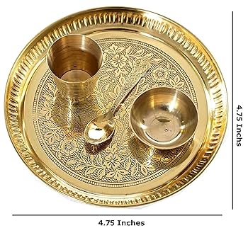 Amazon.co.jp: インドの工芸品 真鍮タリセット Bhog to Kanha