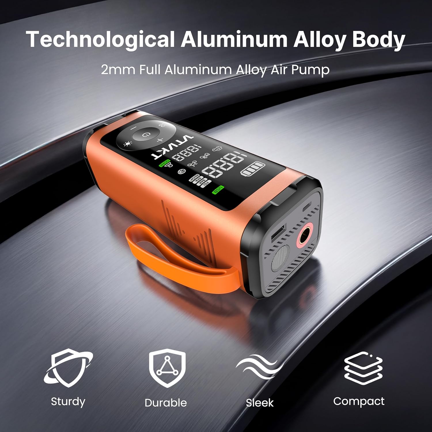 Tire Inflator Portable Air Compressor, 150PSI 60s Faster Inflation Cordless Tire Pump, 12000mAh Electric Air Pump for Car Tires, Aluminum Alloy, Auto Stop, Tire Pressure Gauge, Car SUV Motorcyle Bike