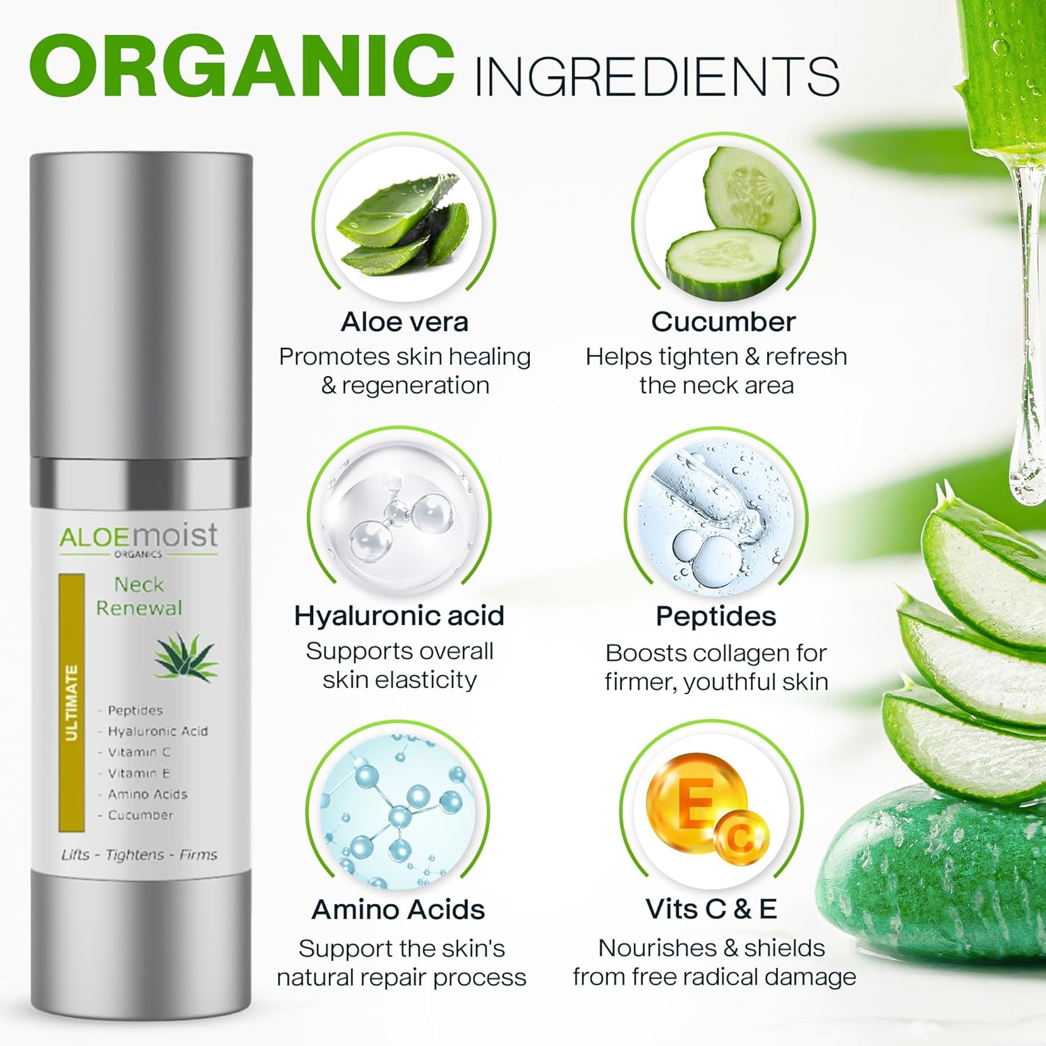 Advanced Neck Firming Cream Anti Aging Skin Firming Neck cream for tightening & lifting Wrinkles, Sagging or Crepe Skin Under Chin, Face and Chest with Peptides, Vitamin C & Hyaluronic Acid