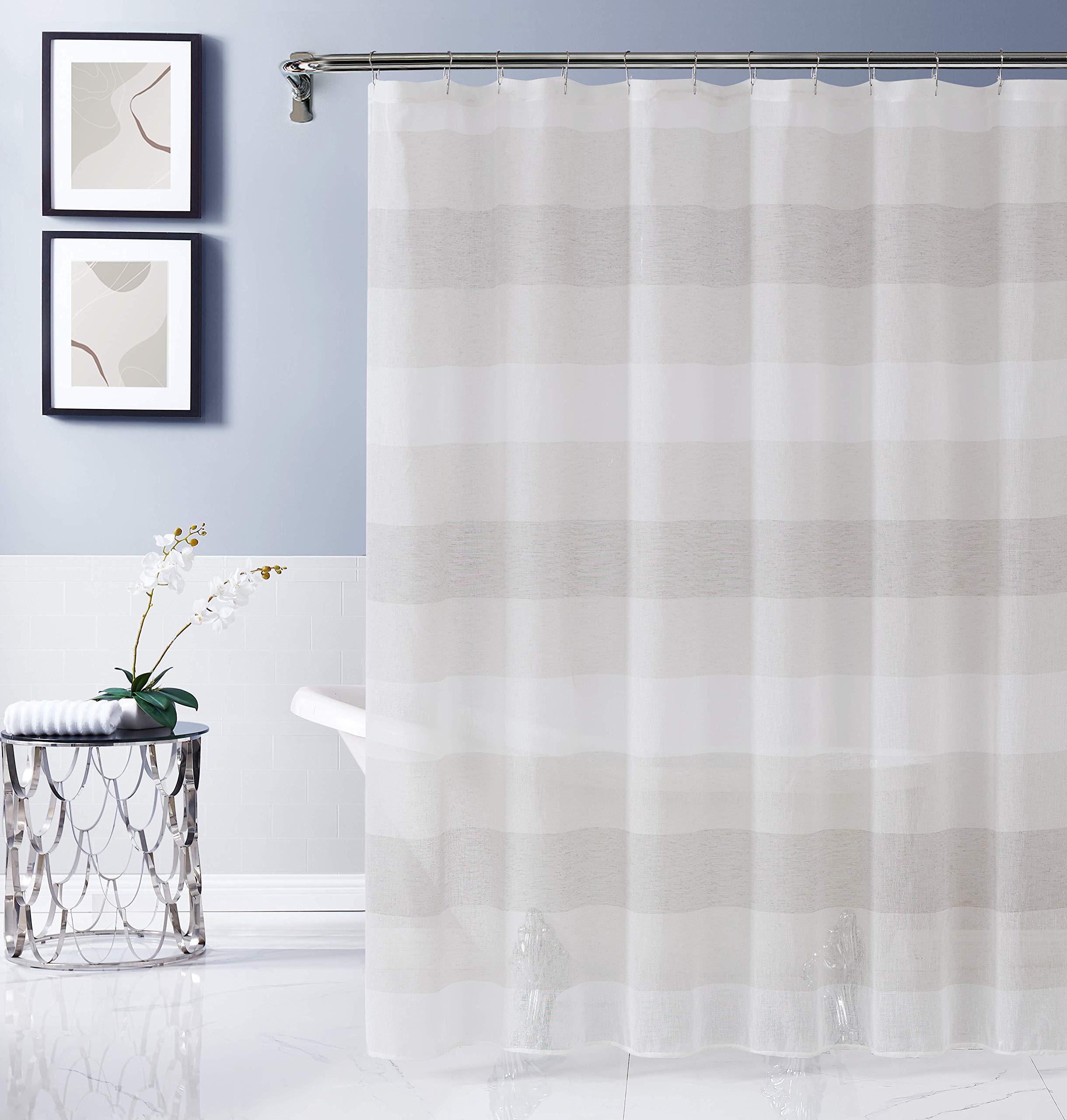 Rideau de douche en tissu lin anti-collant Dainty Home anti-moisissure