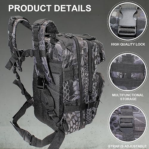 Miniatura 4 de Ghanneey Mochila de aparejos de pesca, mochila de hombro al aire libre con soporte para caña de pescar, senderismo, caza, camping, A-negro y gris,