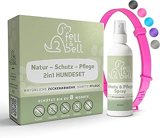 fell&bell Zeckenhalsband Mit 60 ml Kokos-Pflegespray – Natürliche Öle Gegen Ungeziefer – Hunde Halsband In 5 Farben – Bis 8 Monate Schutz – Flohhalsband - Wasserfest – Für Alle Hunde (Pink)