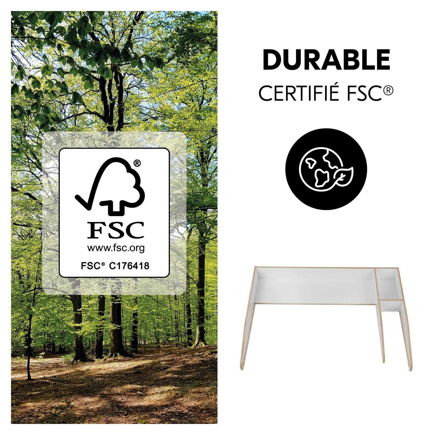 hauck Plan a Langer Pour Commode 108x50 cm Combine N Change, (Compatible par ex. IKEA Hemnes) - Espace De Rangement 104x78x15 cm, Bois certifié FSC®, Montage Sécurisé et Pratique