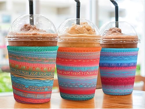 Miniatura 5 de Patelai Funda aislante reutilizable para taza de café, 4 piezas para bebidas frías, bebidas y soporte para la mayoría de los cafés (16-20 onzas,