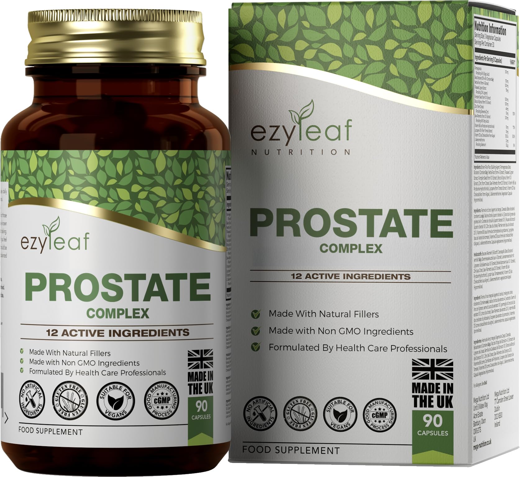 Ezyleaf Prostata Formula | Integratori Prostata Alta Potenza per Uomini | 90 Capsule di Ortica con Beta Sitosterolo, Zinco, Semi di Zucca, Boswellia Serrata e Altro | Prodotto nel Regno Unito