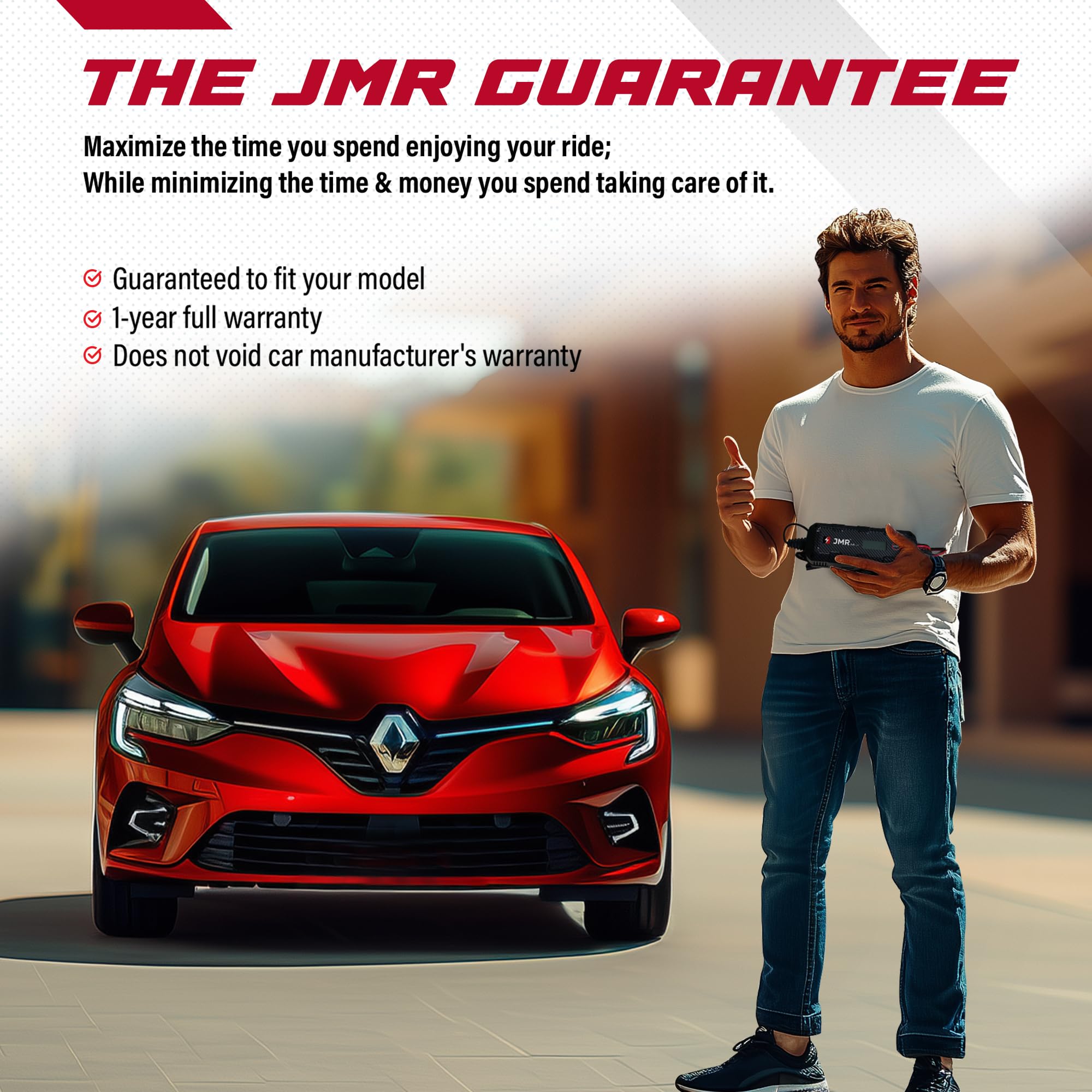 JMR Battery Charger for Renault Espace Talisman Koleos Megane Kadjar Scenic Captur Twingo Climber Kardian Mégane All Models Trickle Charger Conditioner Maintainer (Add Lithium Mode)