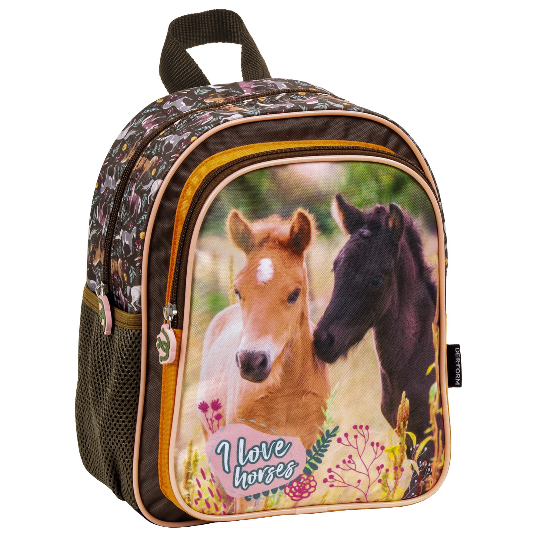 Ragusa-Trade Horse Fan Backpack Children's Backpack for Boys and Girls with Large Compartments and Drinks Net Various Designs, Horse 1