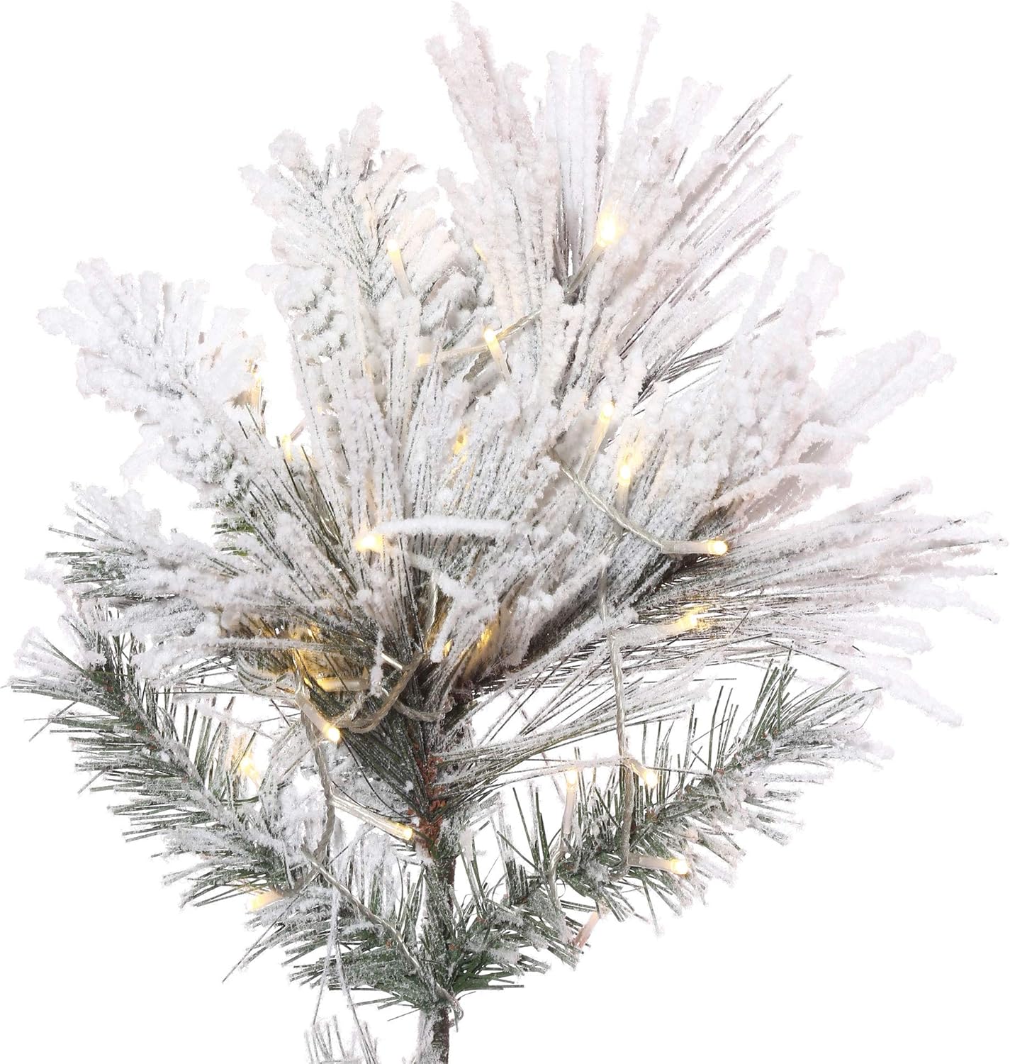 Vickerman 10' x 50" Flocked Atka Pine Pencil Artificial Prelit Christmas Tree, Warm White Low Voltage 3mm LED Lights, Snow Covered Faux Tree - Seasonal Indoor Home Decor