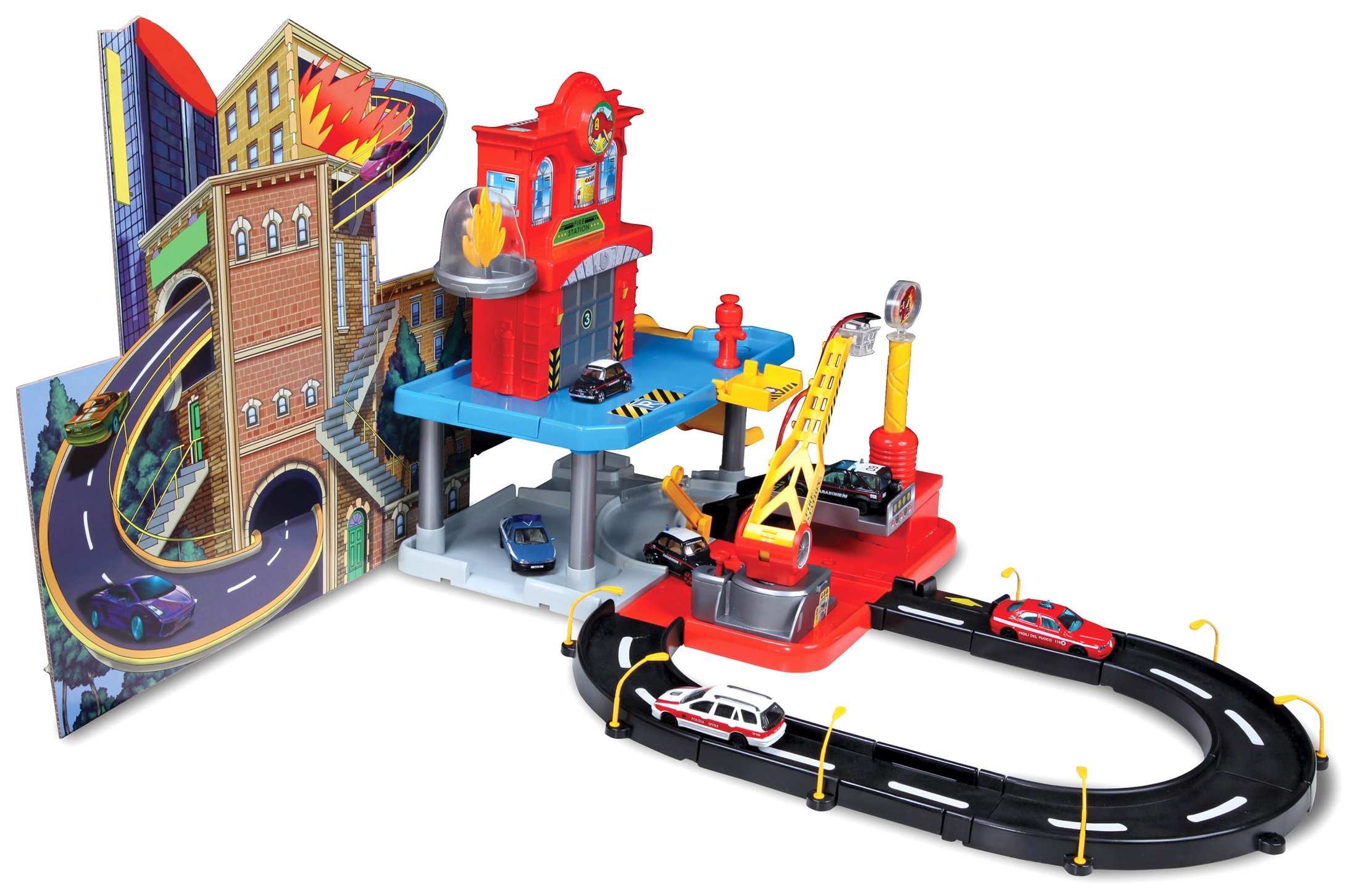 Bburago 15630043 - Stazione dei pompieri, compresi 2 veicoli, 1:43