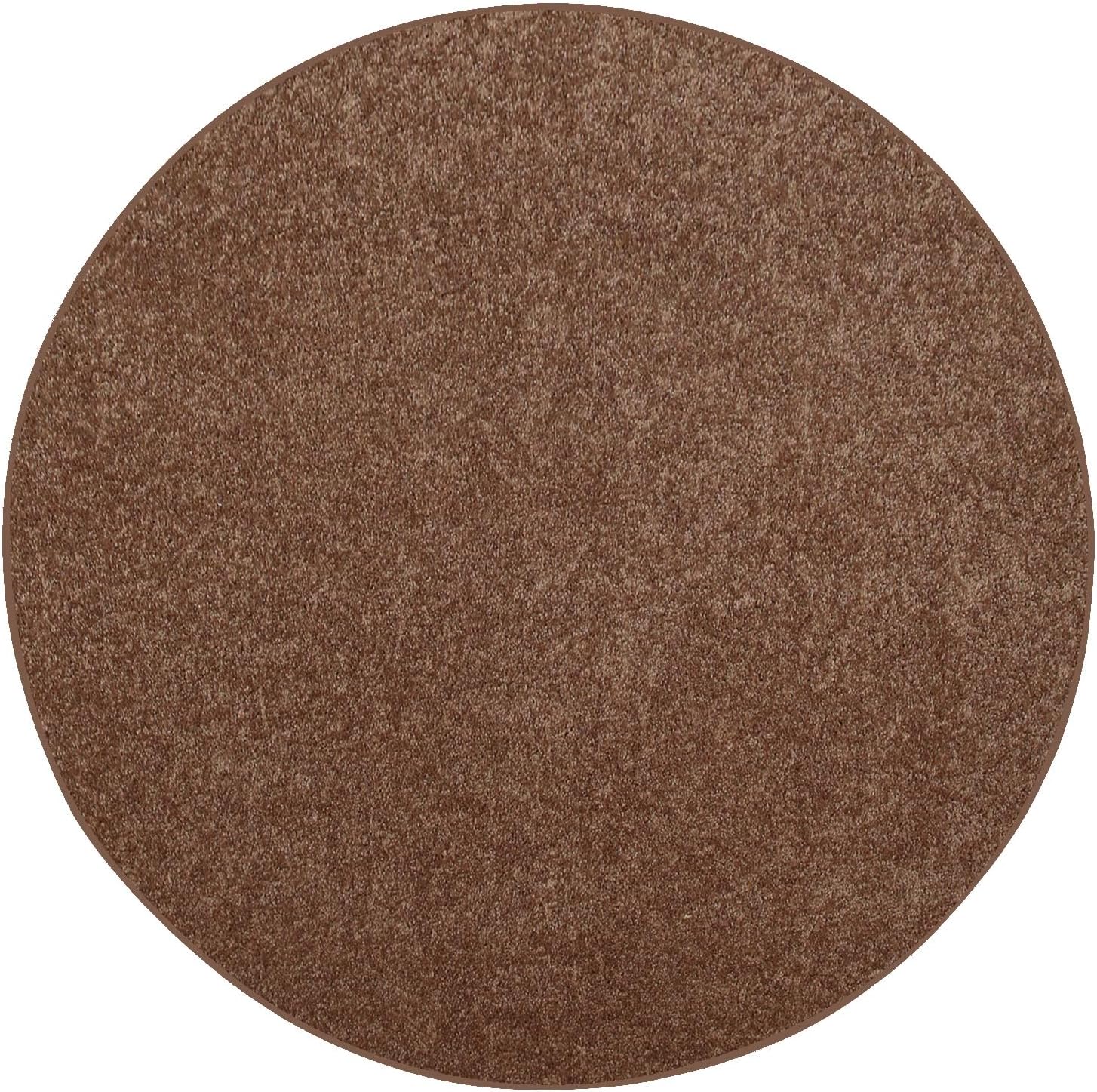 Ambiant Pet Friendly Solid Color Area Rugs Brown - 2' Round, Indoor, Stain & Fade Resistant, Perfect for Living Room, Bedroom, Dining Room, Entryway, Pet & Kids Friendly Rug, Wedding, Made in USA 2' Round Brown