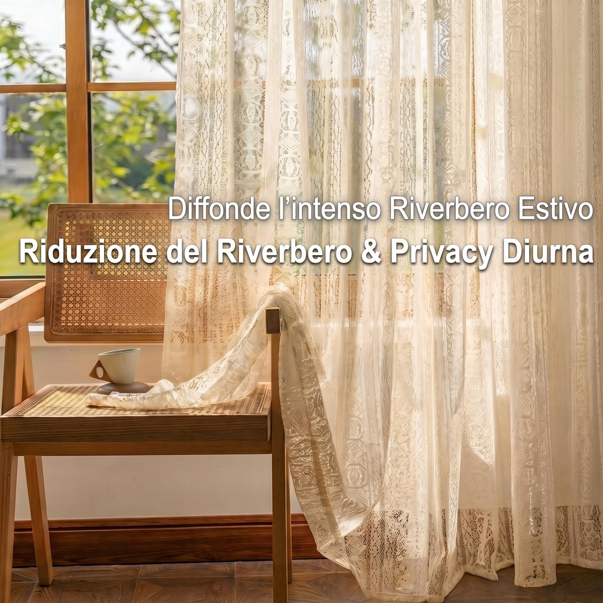 Tende boho beige, set da 2 pezzi, H183 x L132 cm, motivo geometrico traforato effetto macramè, tende semitrasparenti con tunnel per bastone 7,5 cm, stile vintage, soggiorno camera