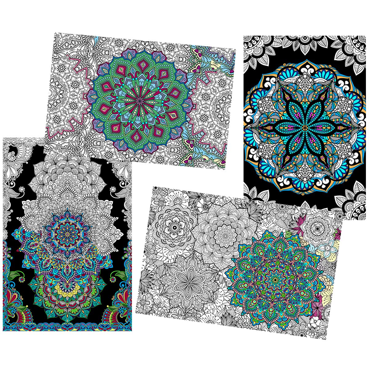 Great2bColorful Coloring Posters 24" x 16" 4 Pack - Mandalas (Economy Paper, 16" x 24")