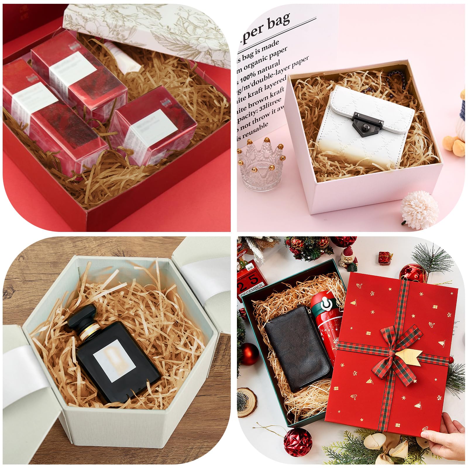 500g Brown Shredded Tissue Paper for Gift Boxes & Hampers, Soft Hamper Filling and Packaging Filler - Image 3