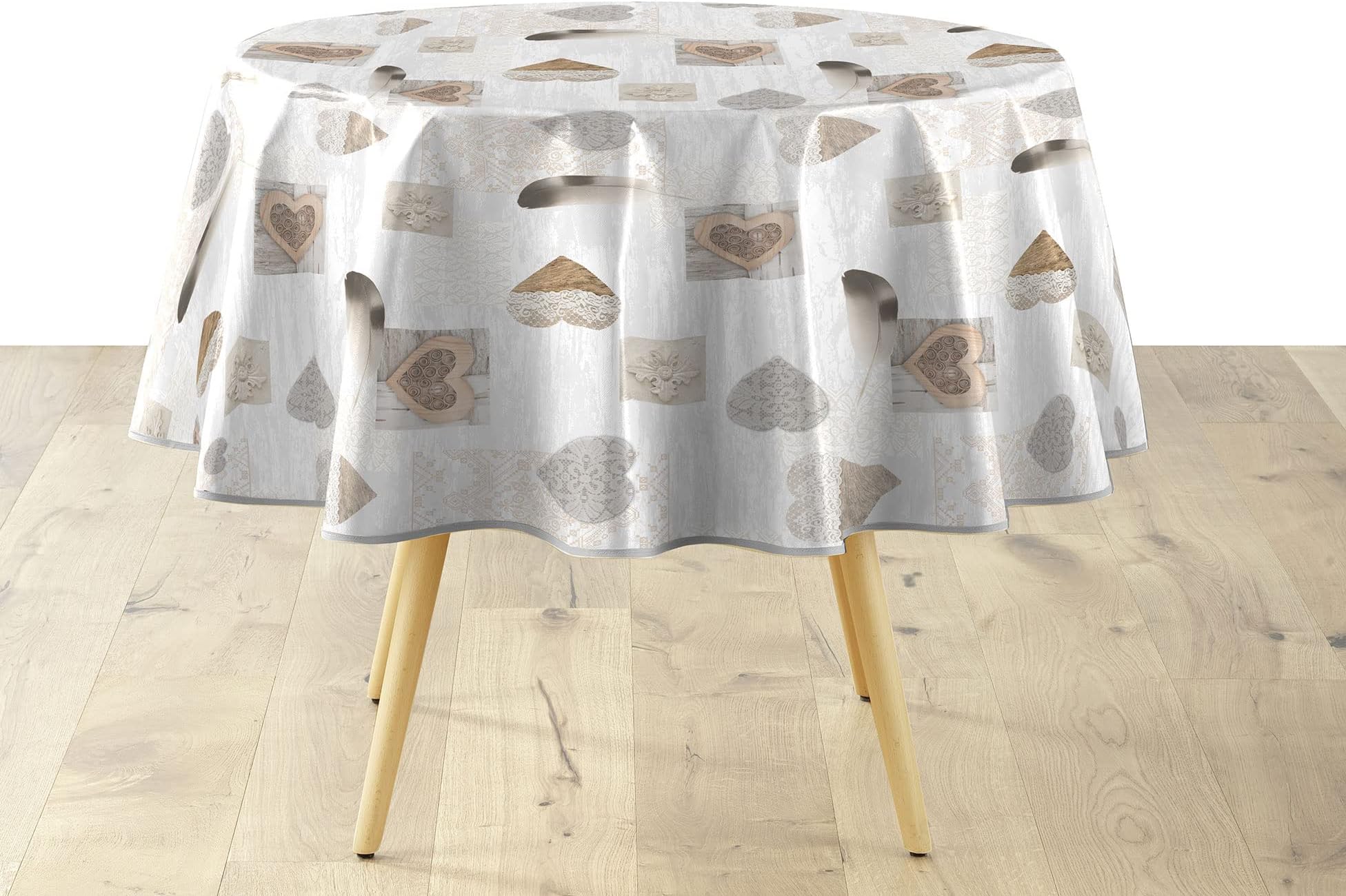 Nappe Toile Cirée PVC 160cm Ronde Vert Sauge - Imperméable Et Facile à Nettoyer