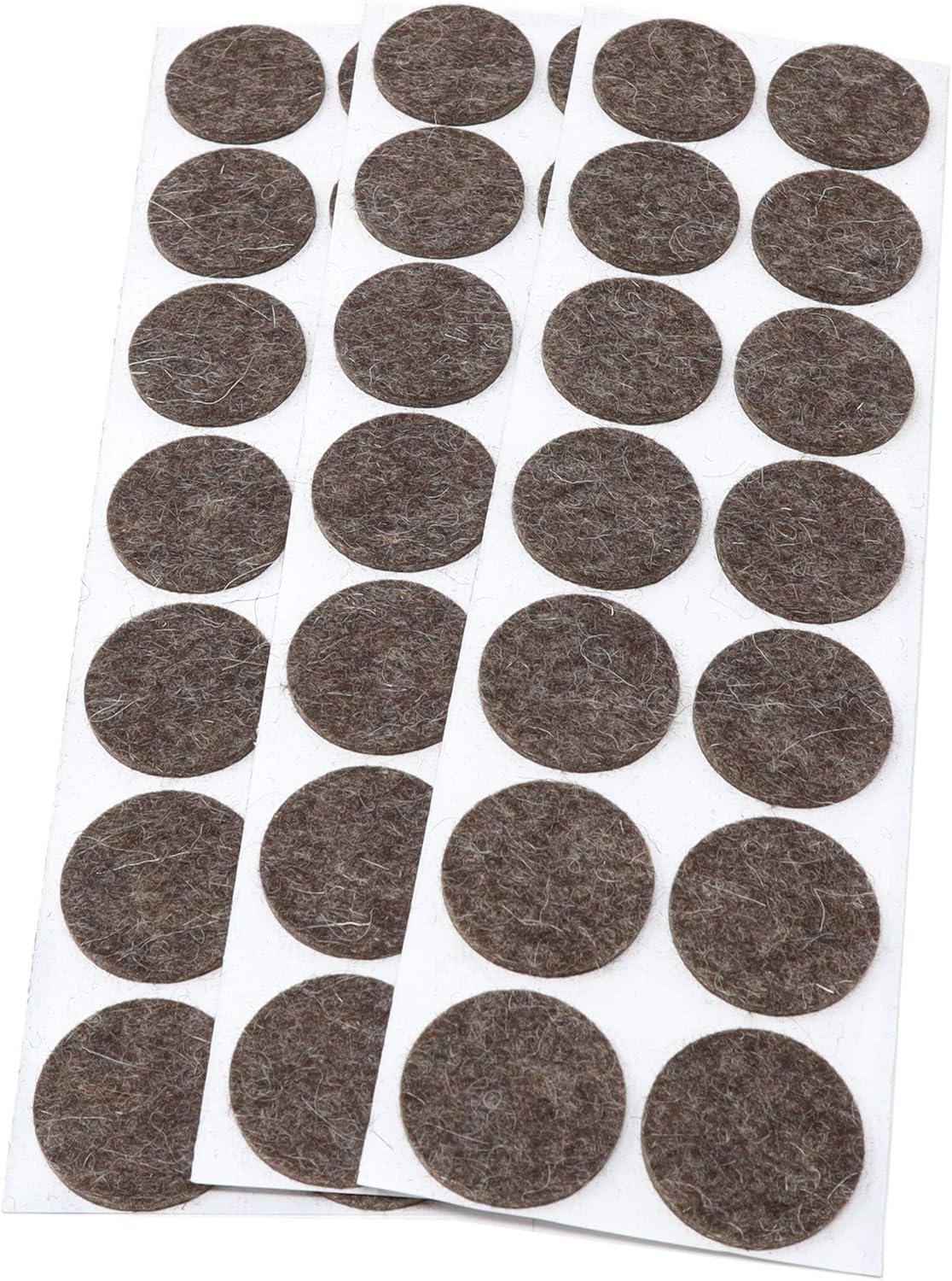 Adsamm® / 42 x self-Adhesive Wool Felt Pads/Brown/Ø 32 mm/Round / 3 mm Thick Extra Soft Natural Stick-on Felt Furniture Glides/Furniture Protective Pads