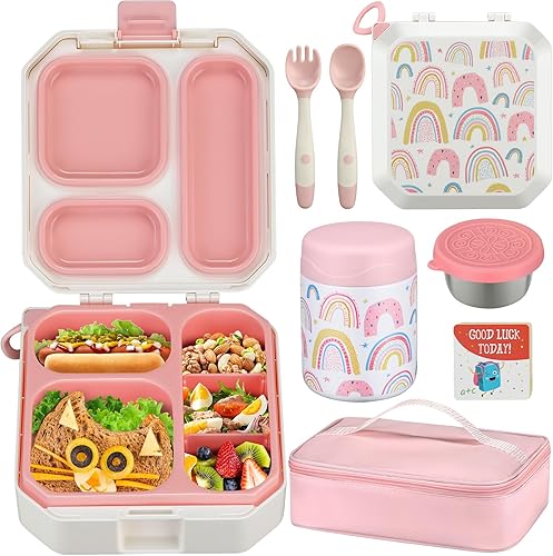 Itslife Juego de lonchera Bento para niños con bolsa térmica de sopa y lonchera de 12 onzas, recipientes de comida a prueba de fugas para la escuela