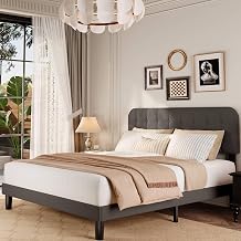 Gizoon King Bed Frame with Headboard | Upholstered Platform Bed with Sturdy Wooden Slats, Noise-Free, No Box Spring Needed, Easy Assembly, Modern Bedroom Furniture