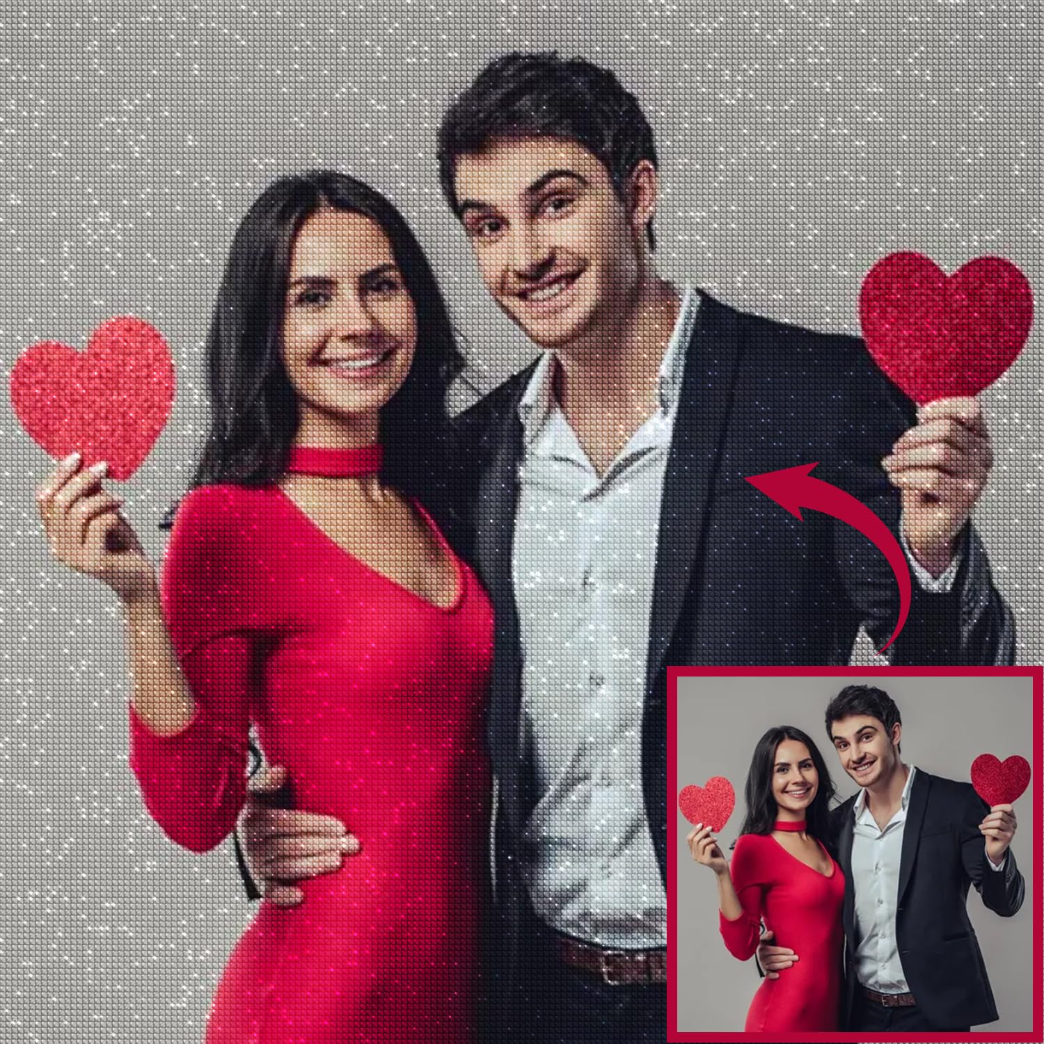Diamond Painting Personalizado, Pintura Diamante Cuadro Personalizado con Foto, Cuadros de Diamantes 5D DIY Diamond Painting Kit Completo, Personalizados Puzzle Diamantes para Manualidades, 30x30cm