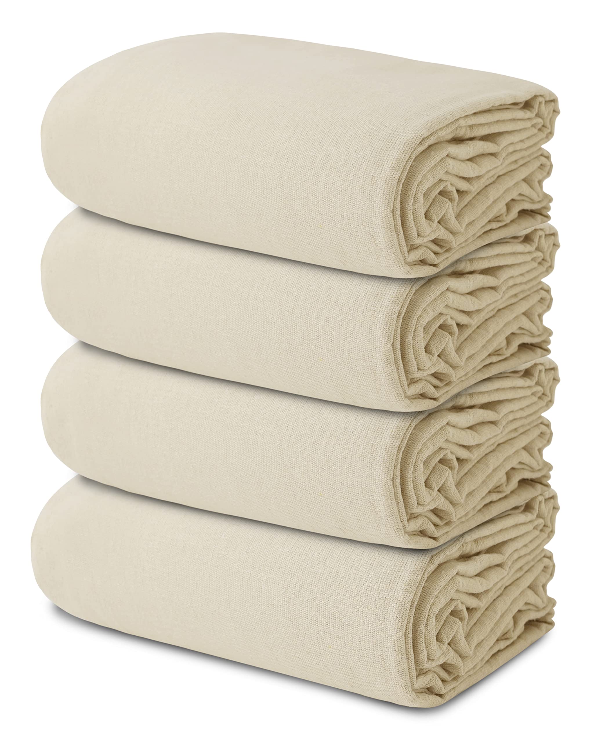 ZUPERIA Canvas Drop Cloth for Painting (Size 4' x12' Feet Pack of 4) Painters Drop Cloth for Painting, Furniture & Floor Protection All Purpose Thick Canvas tarp with Double Stitched Edges