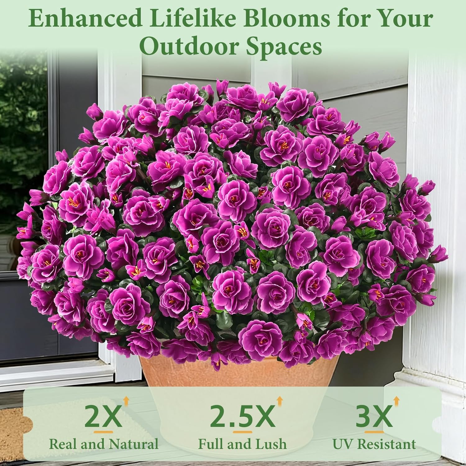 Yastouay Artificial Flowers for Outdoors Decoration, 8 Bundles UV Resistant Fake Outdoor Flowers, Realistic Artificial Plants & Flowers Faux Flowers for Garden Porch Window Box Outdoor Decor (Fuchsia)