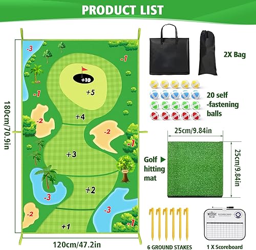 Miniatura 6 de Alfombrilla de golf casual de 6 pies x 4 pies, tapete de juego de golf para adultos y niños, juego de golf para interiores y exteriores, patio