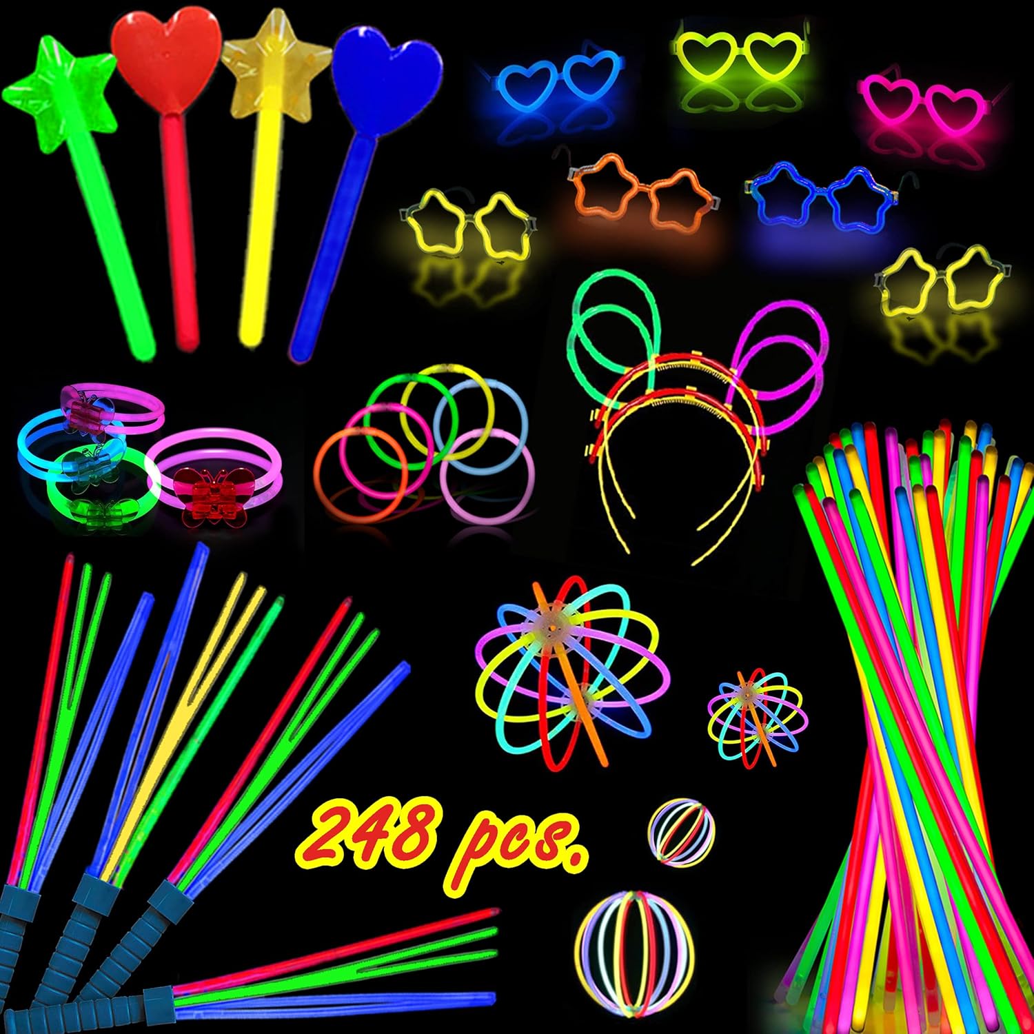 248 PCS Glow Sticks Party Pack