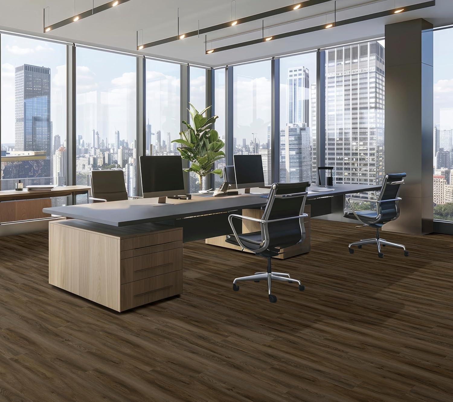 Mohawk Basics Waterproof Glue Down Flexible Vinyl Plank Flooring in Serene Slate 2.5mm, 7.25" x 48" (58-sqft/Carton)