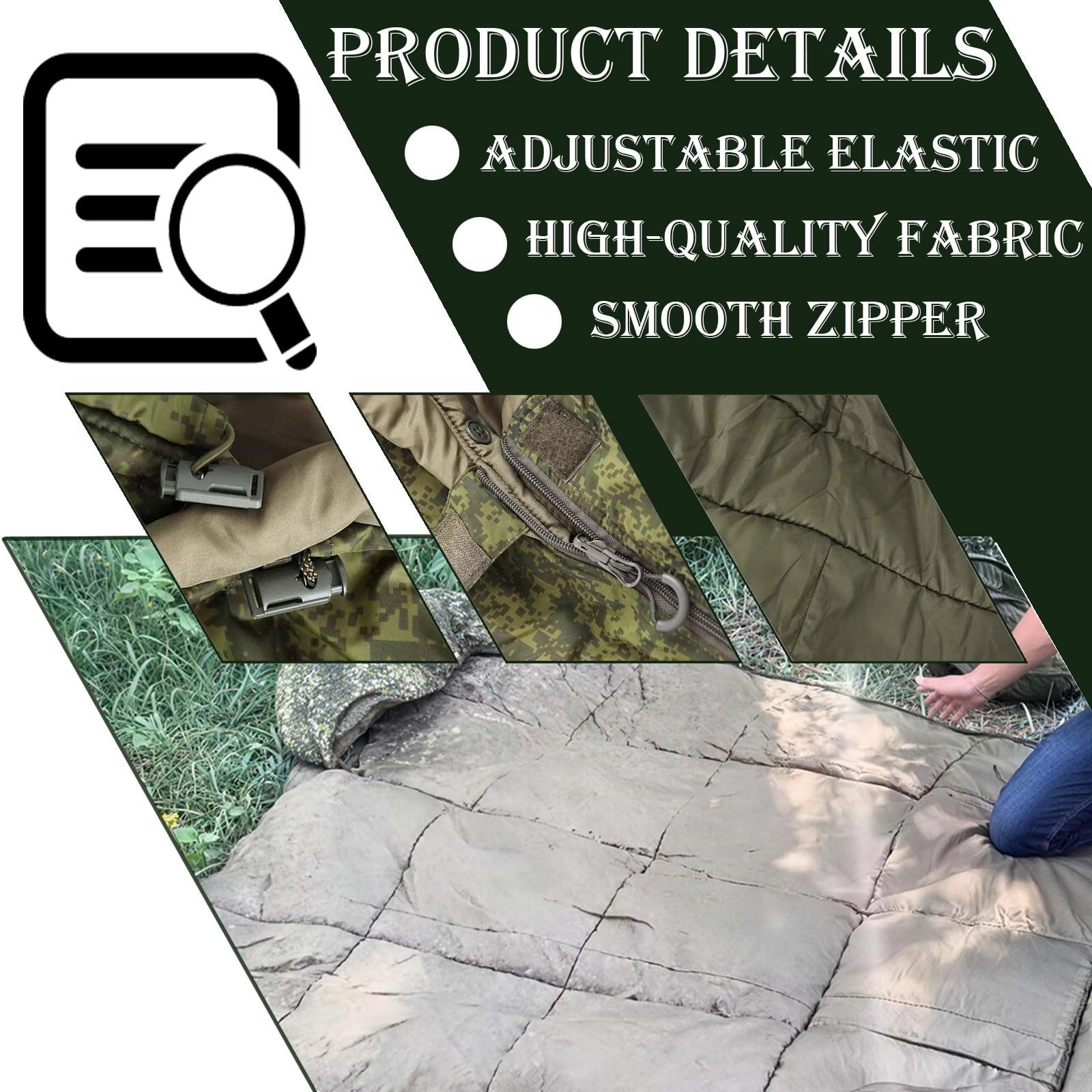 Typ 21 Outdoor-Schlafsack für Kaltes Wetter, Außenmaterial Aus EMR-grünem Tarn-Nylon, Isolierte Winter-Campingausrüstung