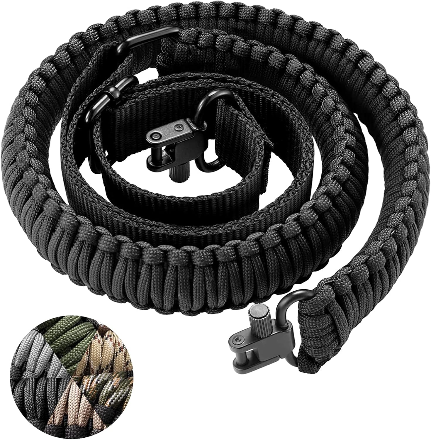Rifle Sling Strap 550 Paracord 2 Point Sling with Tri-Lock Swivel for Hunting and Outdoor