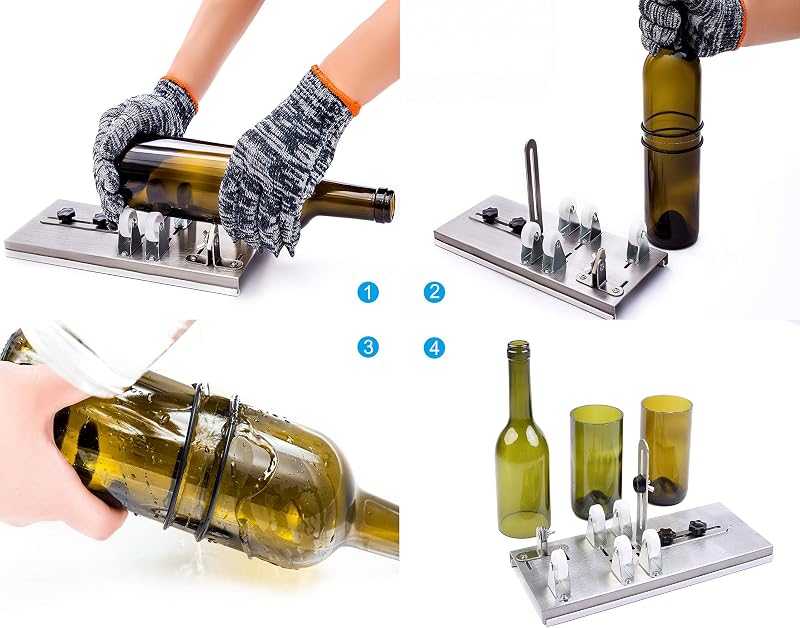 Camdios Üvegvágó Palackokhoz - Állítható DIY Eszköz Sör, Bor, Whiskey Üvegek Vágásához Rozsdamentes Acél Gyémánt Karbid Pengével