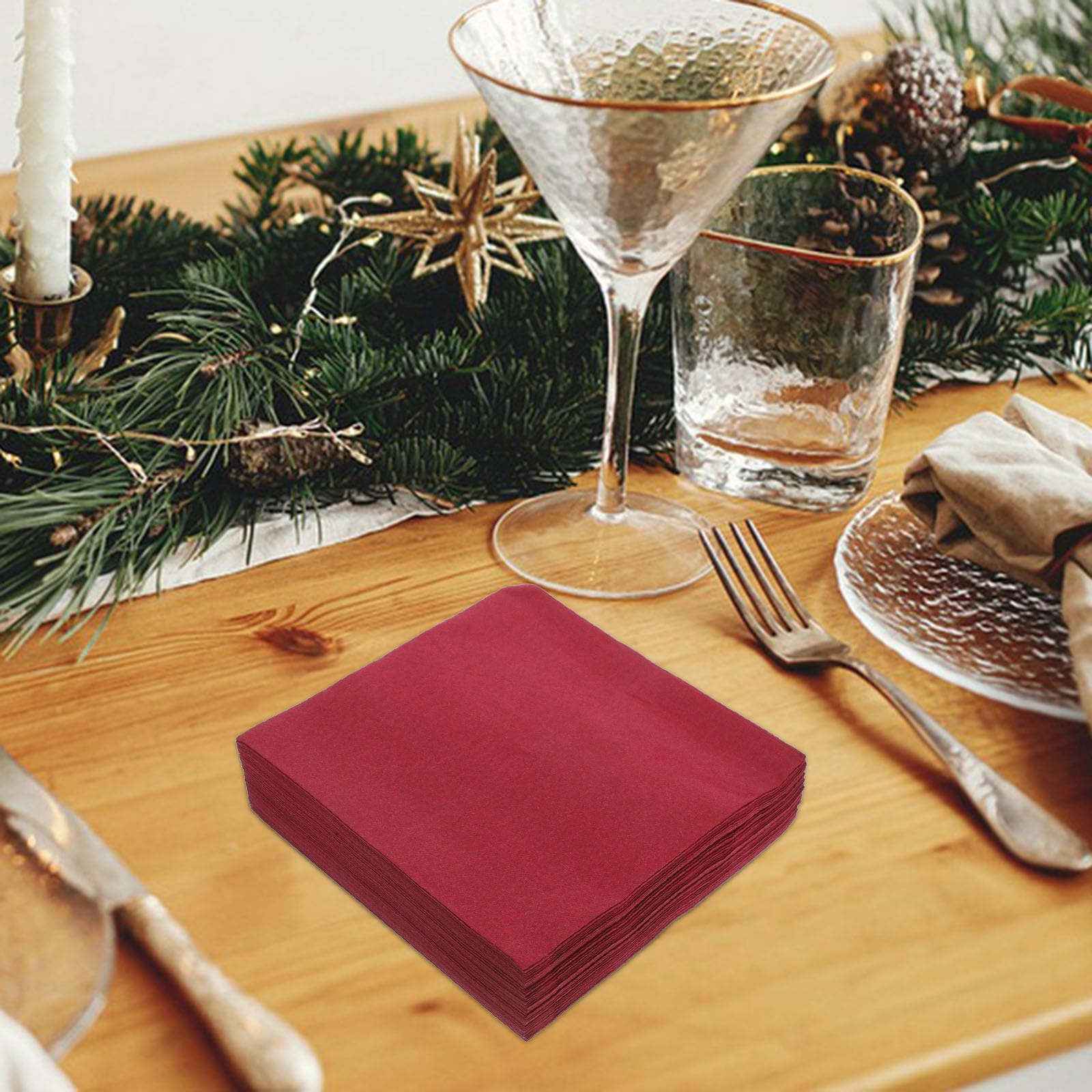 Gatuida 50 Servilletas de Papel Desechables Rojas para Fiestas y Bodas, de Pulpa de Madera, Absorbentes y Cómodas para Uso en Eventos y Cenas