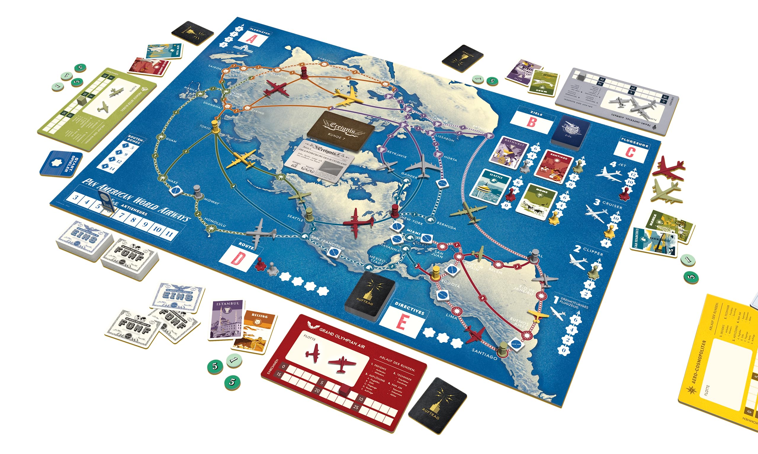 PAN AM - Gioco Da Tavolo In Lingua Tedesca | Strategia Per Famiglie (12+) | 52 Miniature Di Aerei Di 4 Epoche | 2-4 Giocatori