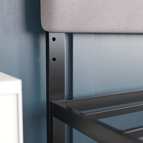 Miniatura 6 de EMMA + OLIVER Gannon - Cabecero Queen Tapicería de tela gris Altura ajustable Montaje en 30 minutos o menos Adecuado para la mayoría de marcos