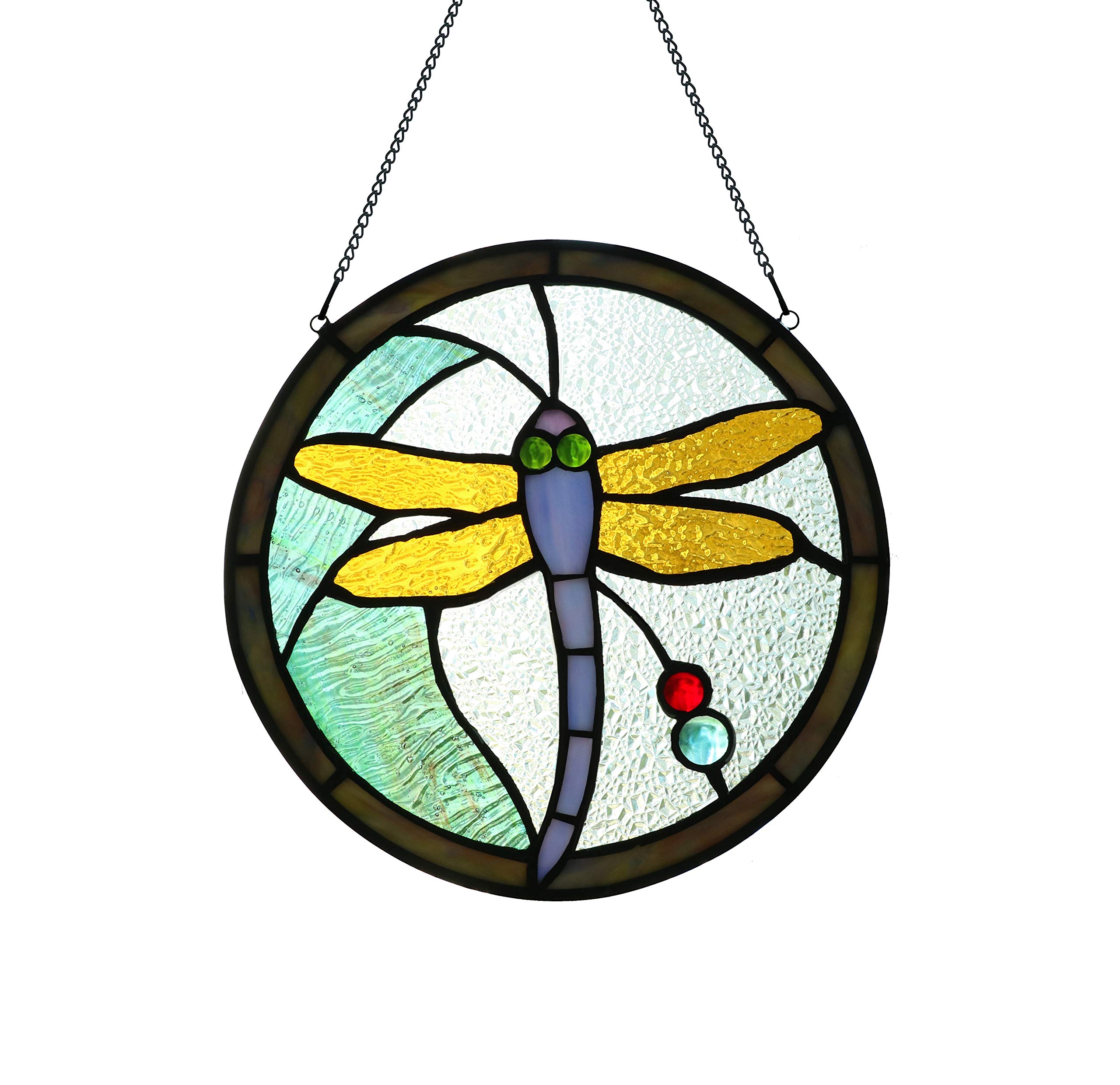 Dragonfly Stained Glass Window Panel Sun Catcher Ornament Tiffany Style Handcrafted Window Hangings