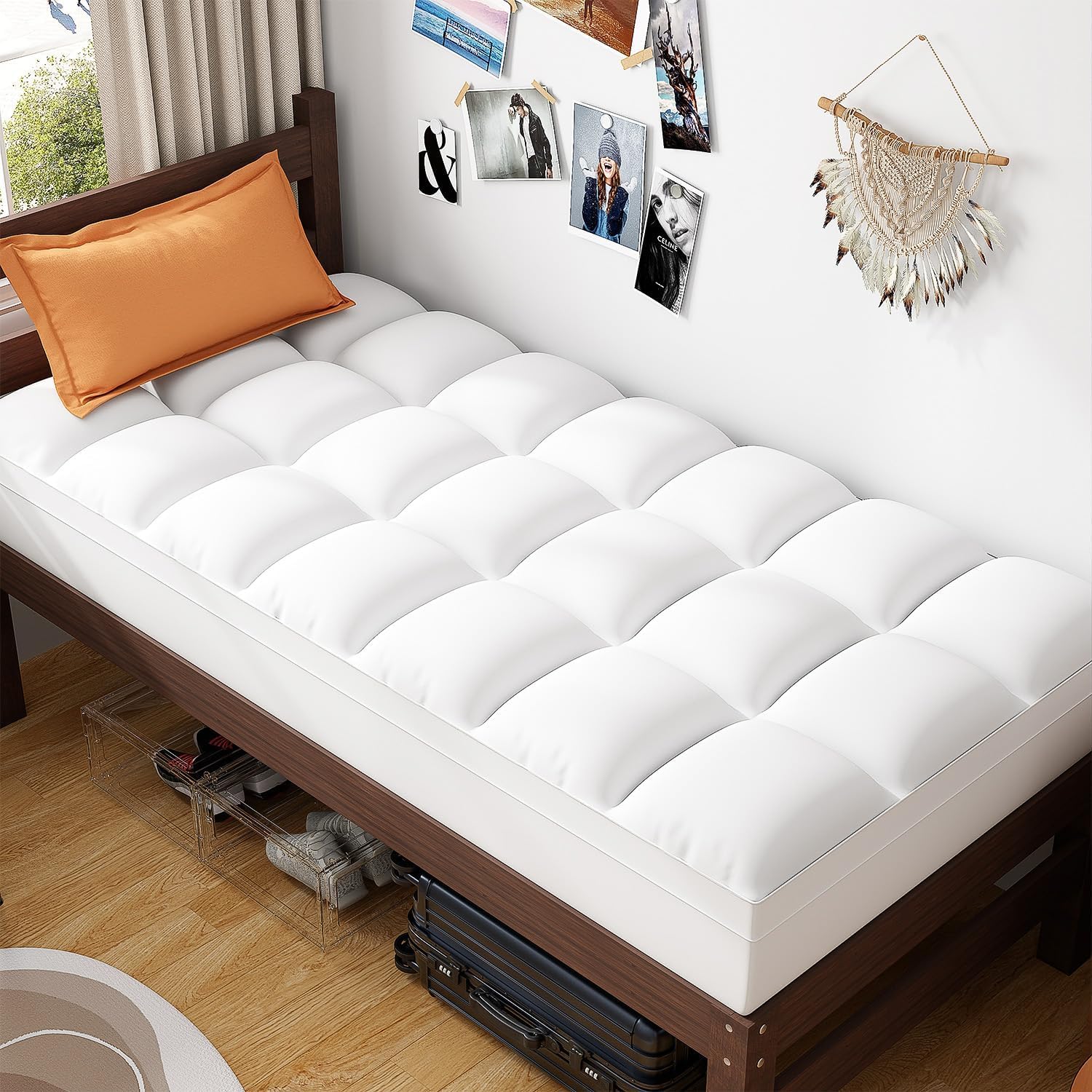 ABENE Twin Mattress Topper, Thick Pillow Top Mattress Pad, Plush Comfort
