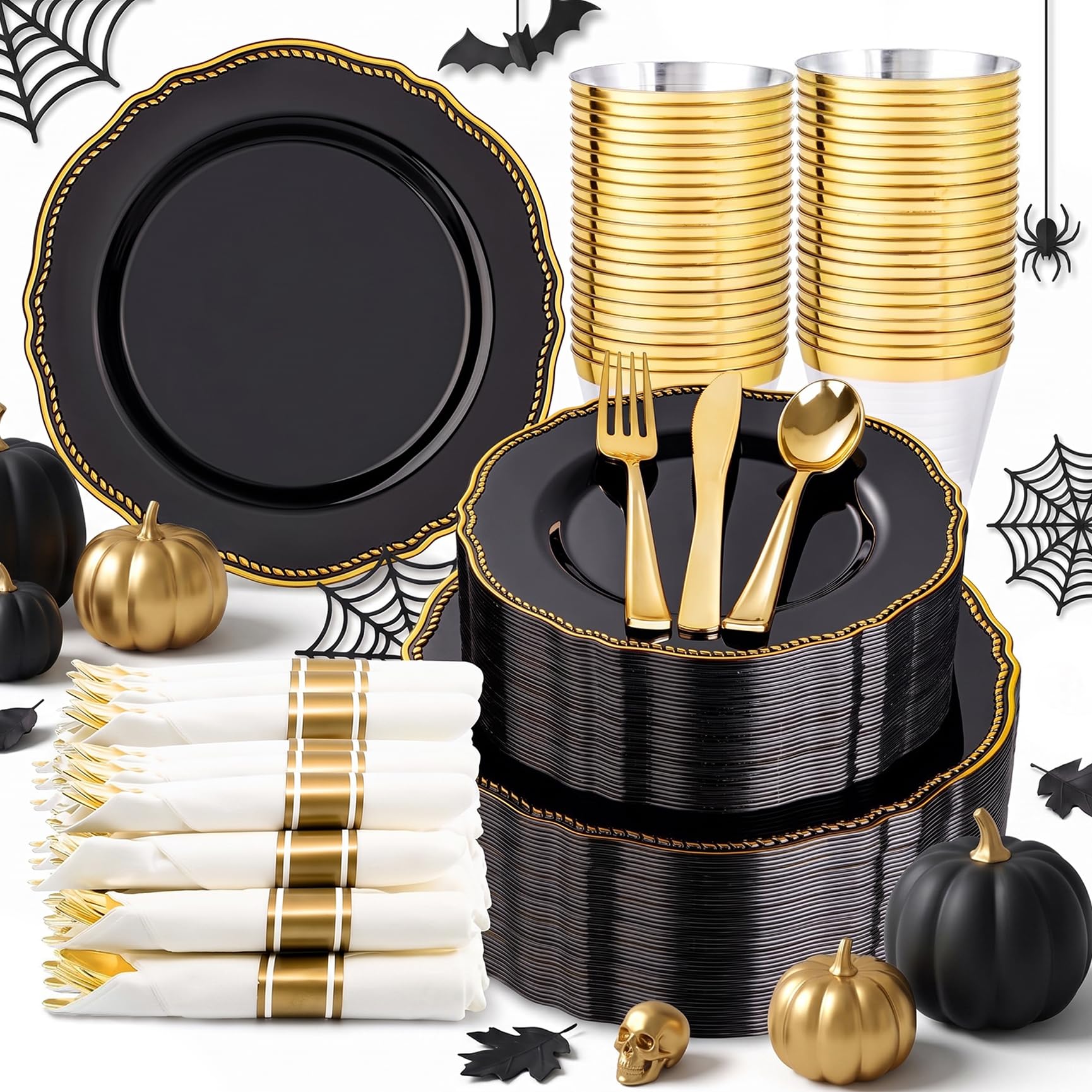 Ivory Gold Plates for Weddings & Parties -10