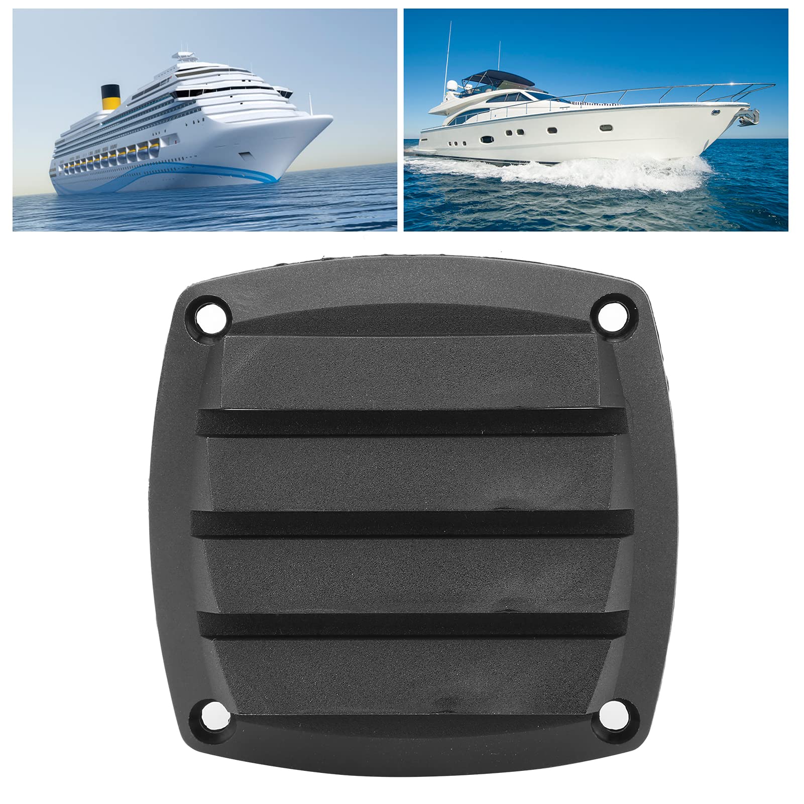 Frenma - Griglia di sfiato per barche, 8,5 x 8,5 cm, colore: Nero