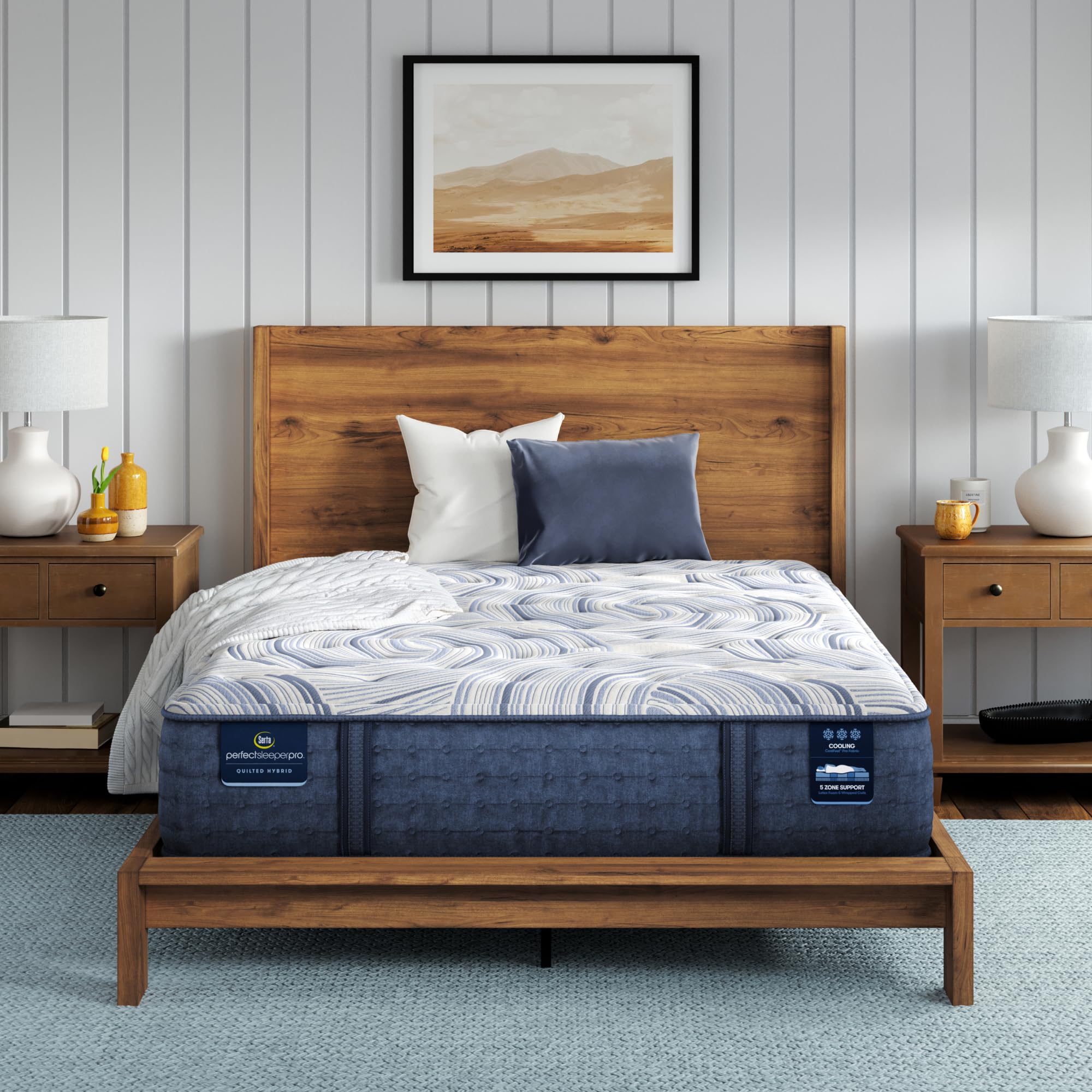 Serta Perfect Sleeper Pro - Kensington 13" Medium Queen Latex Hybrid Mattress - 5 Support Zones and Cooling Tech for Premium Hybrid Comfort - 100