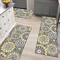 Vista 6 de Bsmathom Juego de Alfombras de Cocina Boho 3 Piezas, Alfombra de Cocina Antideslizante de Estilo Granja, Alfombras de Cocina Lavables