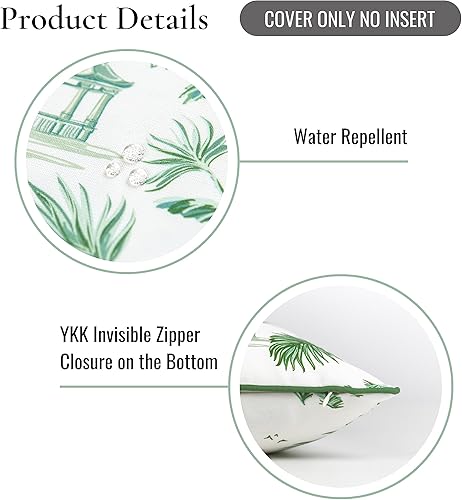 Miniatura 6 de Hofdeco Premium Coastal Patio - Funda de almohada para interiores y exteriores, 20 x 20 pulgadas, resistente al agua para patio trasero, sofá, hoja