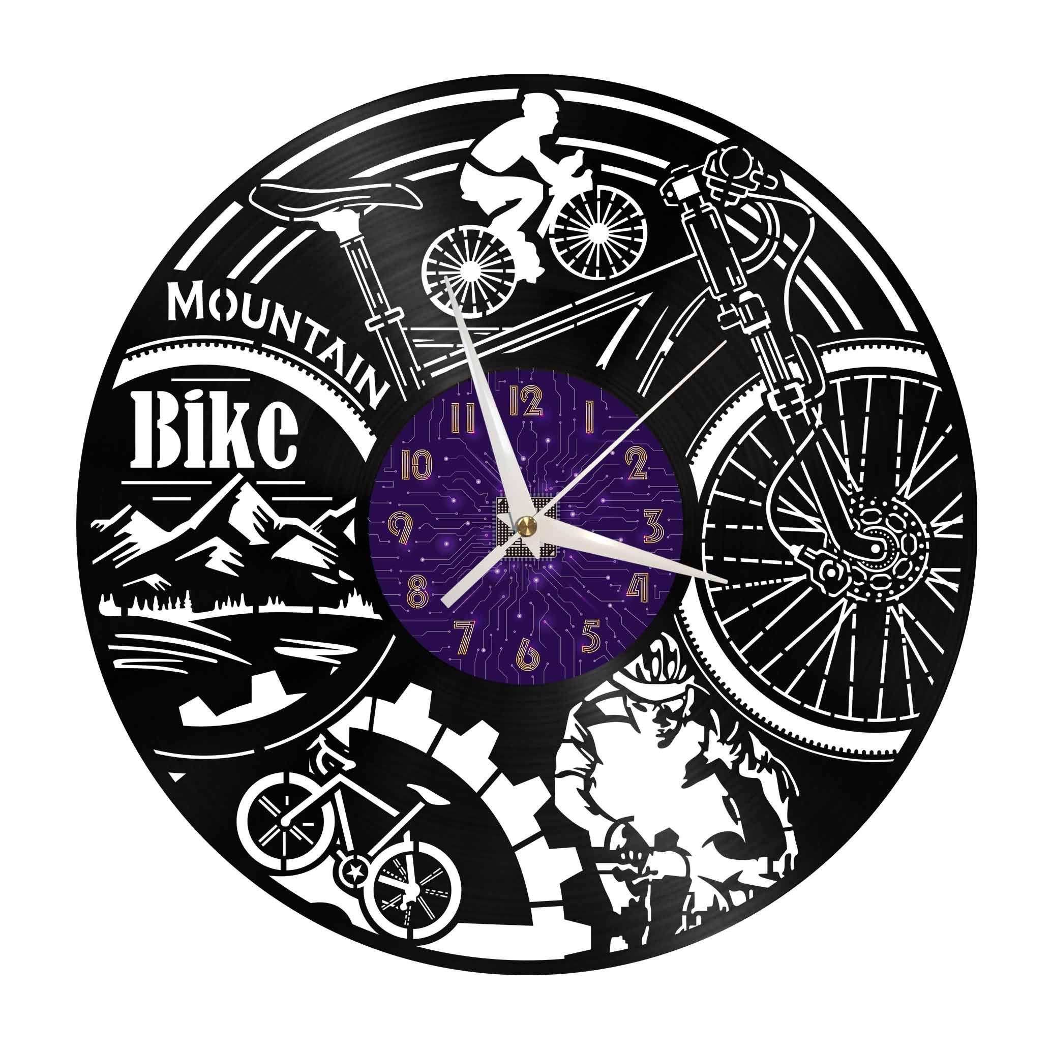 Horloge vinyle vélo de montagne silencieuse sans tic-tac pour chambre