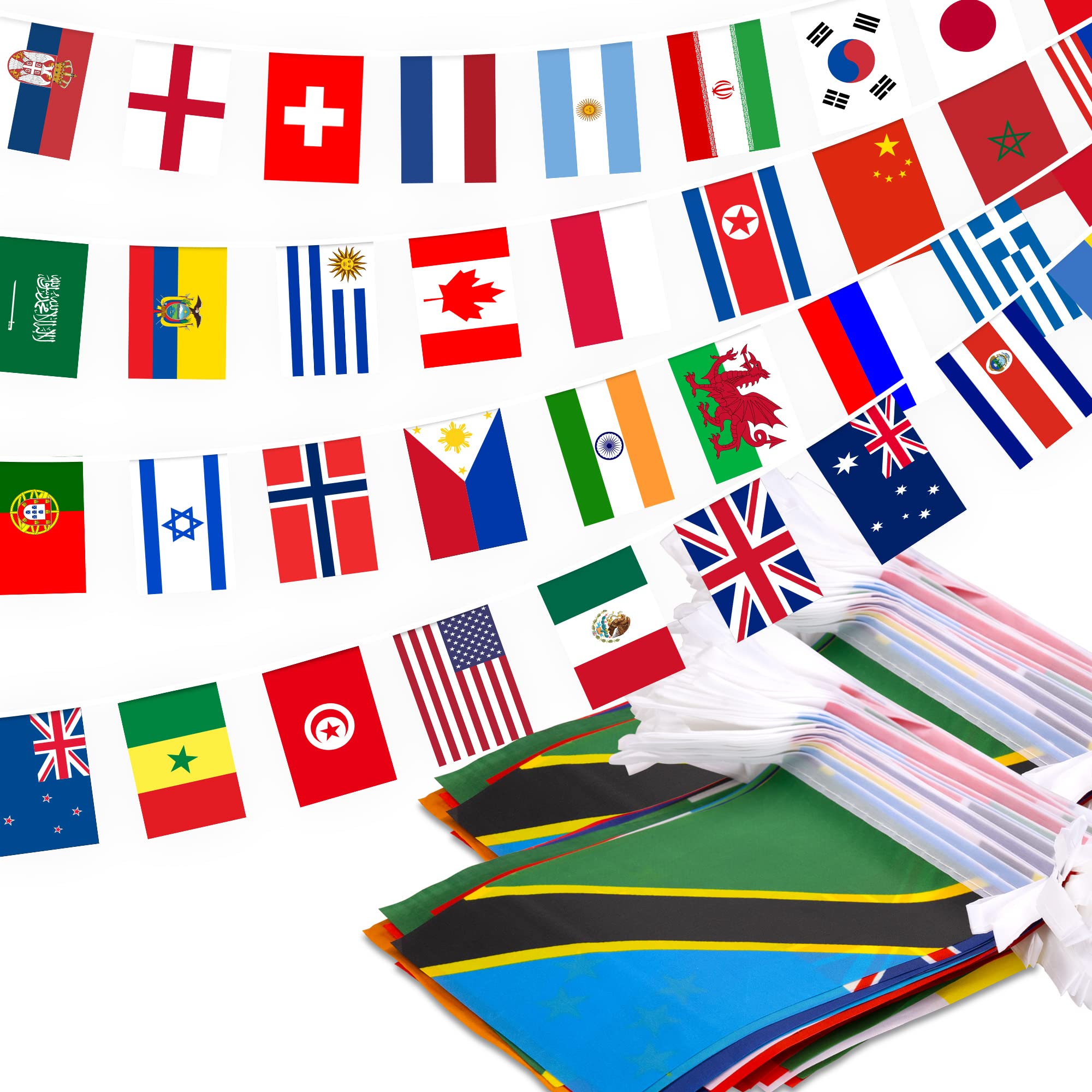 200 Countries String Flag 2 Pack, 184 ft International Flags Bunting Banner, World Flag Banner Decoration for School, Sports Events, Grand Opening, Party
