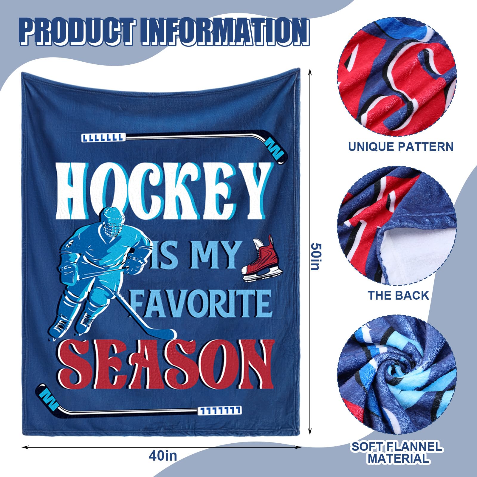 Condition photo showing New/Like New for newwiee 4 pack hockey throw blankets for teens adults soft flannel fleece sport ball blanket team gift for hockey lovers players coaches, 40"x50"